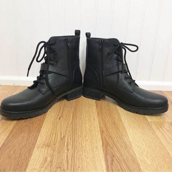 SOUL Naturalizer Black Lace Up Combat Ankle Boot Bootie Lug Sole Size 7.5 New - Picture 5 of 11